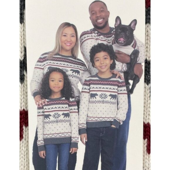 NEW Lands' End Men's L ream Fair Isle Bear Sweater 100% Cotton  Crewneck - Picture 1 of 6